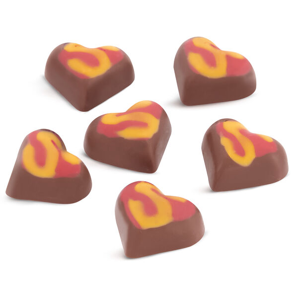 Raspberry &amp; Peach Chocolate Hearts Ribbon Bag, , hi-res